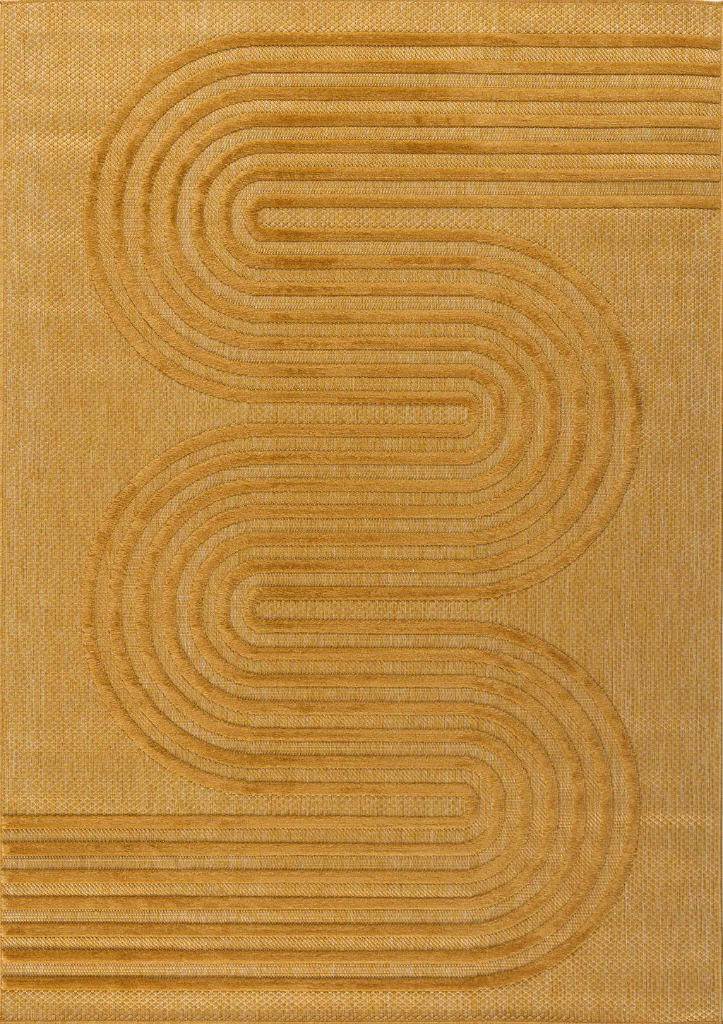 Alfombra Santorini 987 - Estampado gráfico - Amarillo - Interior / Exterior