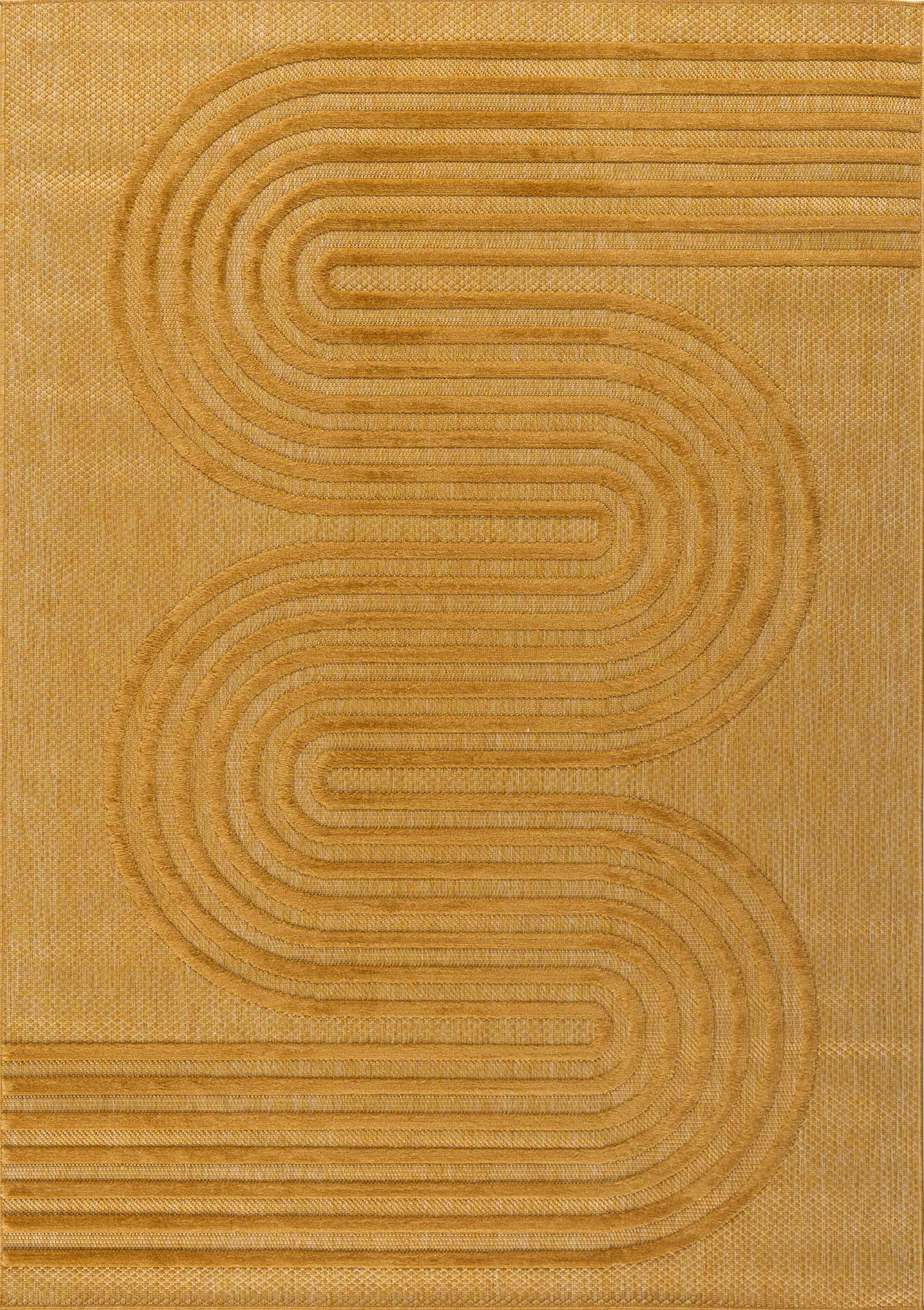 Alfombra Santorini 987 - Estampado gráfico - Amarillo - Interior / Exterior