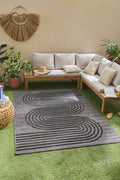 Alfombra interior y exterior con motivos ondulados SANTORINI Negro: SAN987NOI Alfombras Nazar