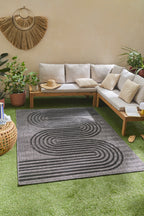 Alfombra interior y exterior con motivos ondulados SANTORINI Negro: SAN987NOI Alfombras Nazar