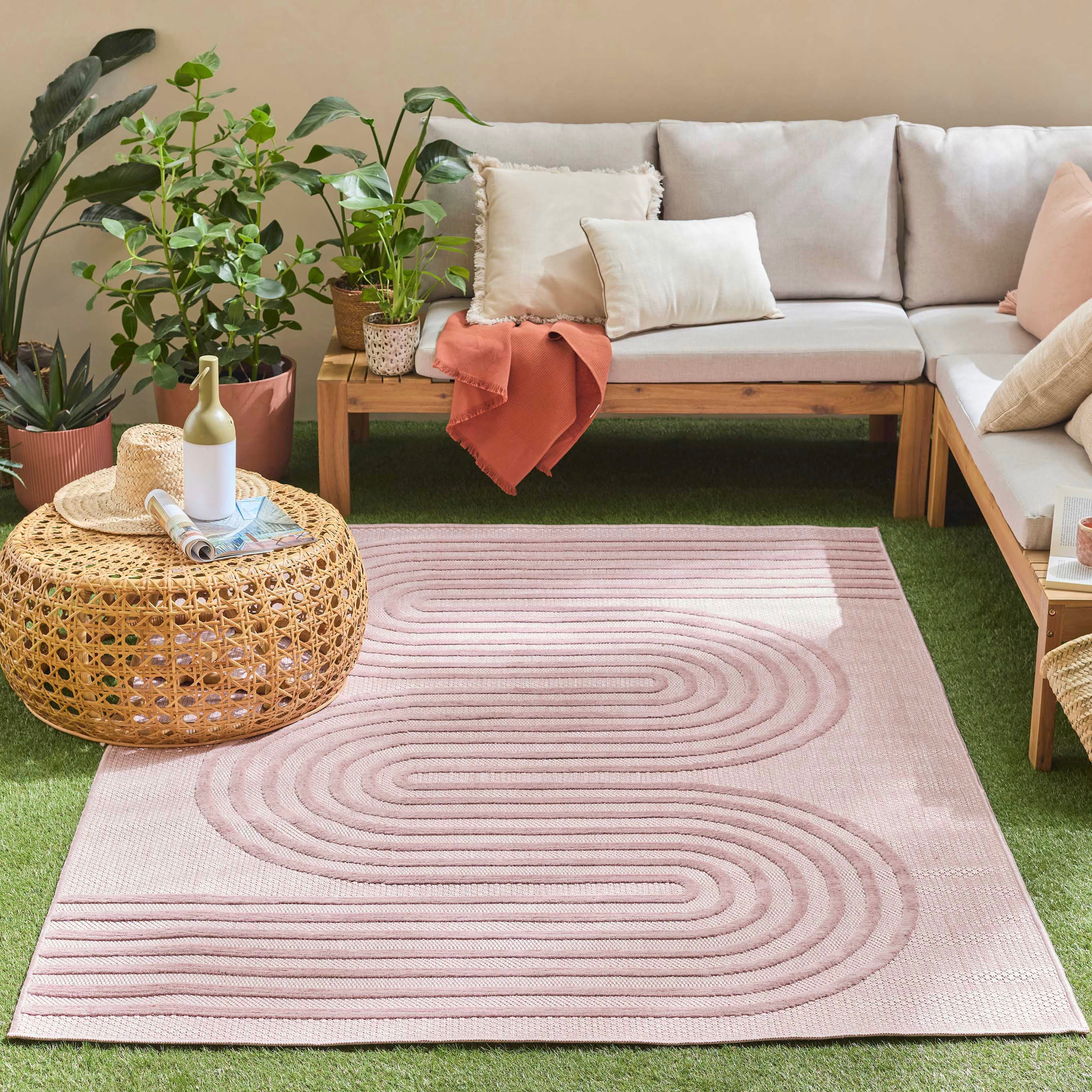 Santorini 987 Rug - Graphic Pattern - Pink - Indoor / Outdoor