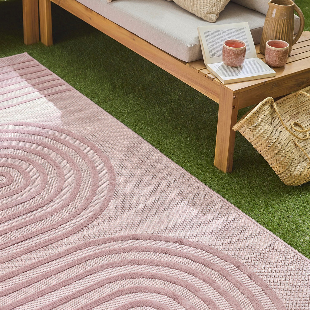 Santorini 987 Rug - Graphic Pattern - Pink - Indoor / Outdoor