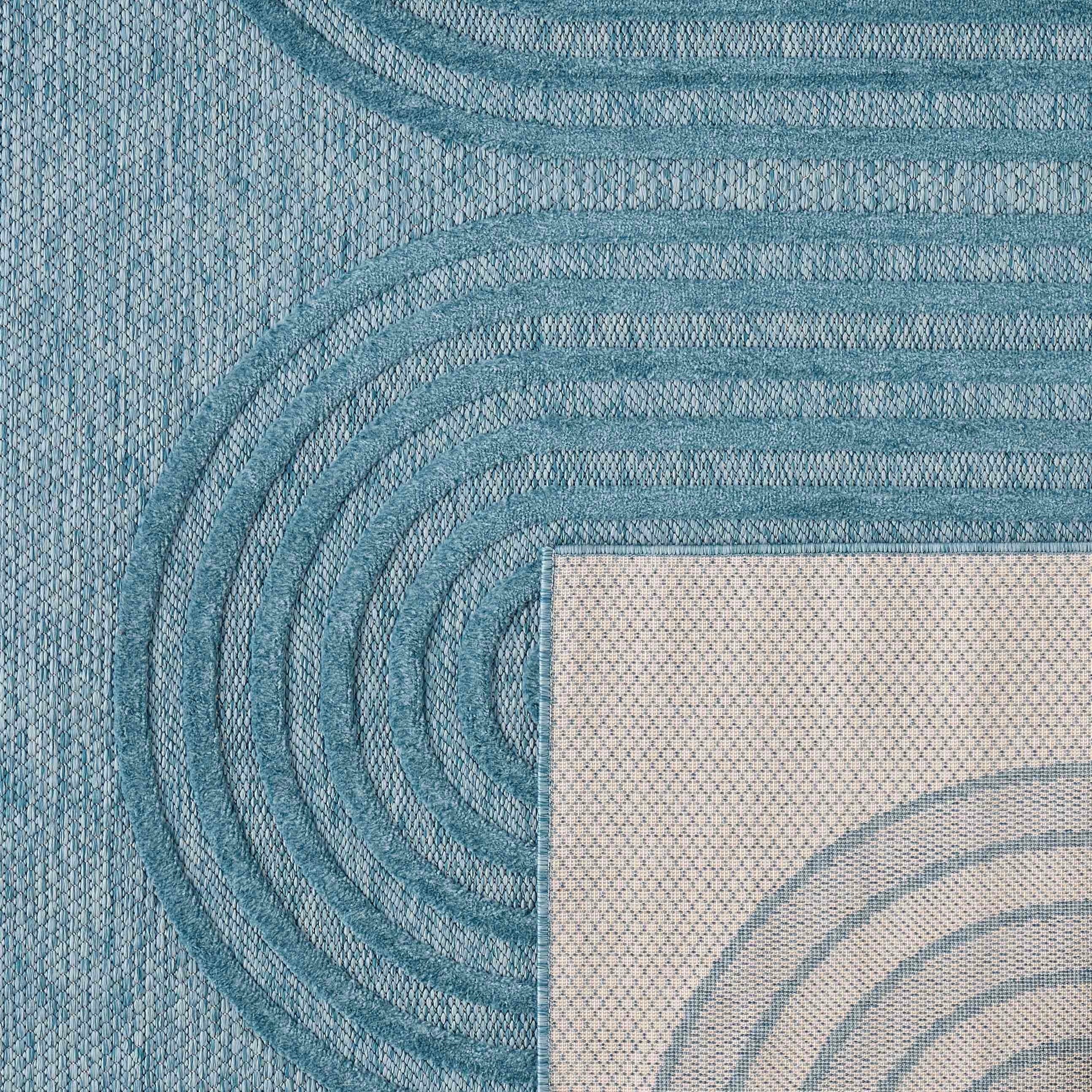 Alfombra Santorini 987 - Estampado gráfico - Turquesa - Interior / Exterior