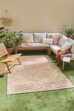 Alfombra de interior y exterior con estampado abstracto Santorini Beige: SAN988BEI Alfombras Nazar