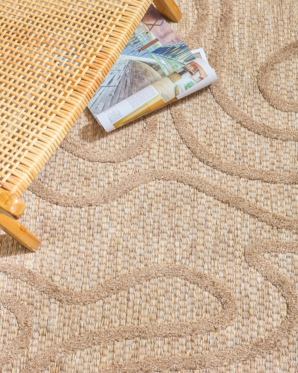 Alfombra de interior y exterior con estampado abstracto Santorini Beige: SAN988BEI Alfombras Nazar