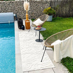 Alfombra interior y exterior con estampado abstracto Santorini Blanco: SAN988BLA Alfombras Nazar