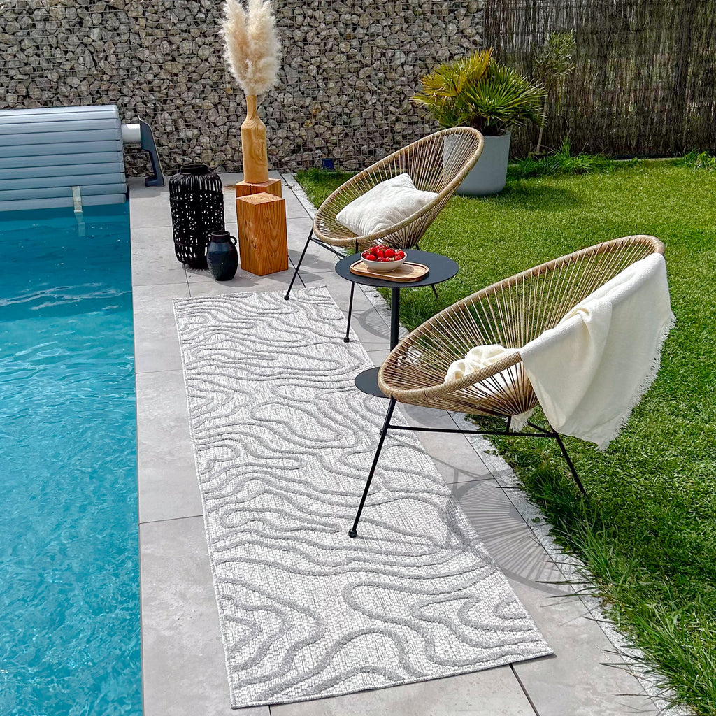 Alfombra de interior y exterior con estampado abstracto Santorini Grey: SAN988GRI Alfombras Nazar