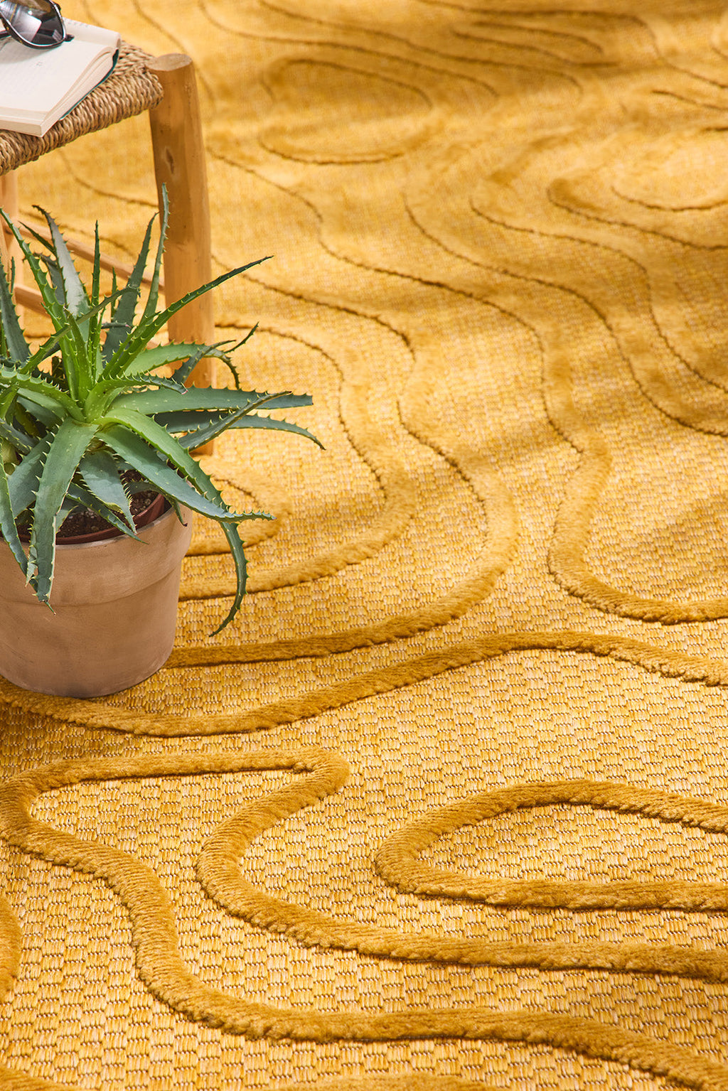 Alfombra de interior y exterior con estampado abstracto Santorini Yellow: SAN988JAU Alfombras Nazar