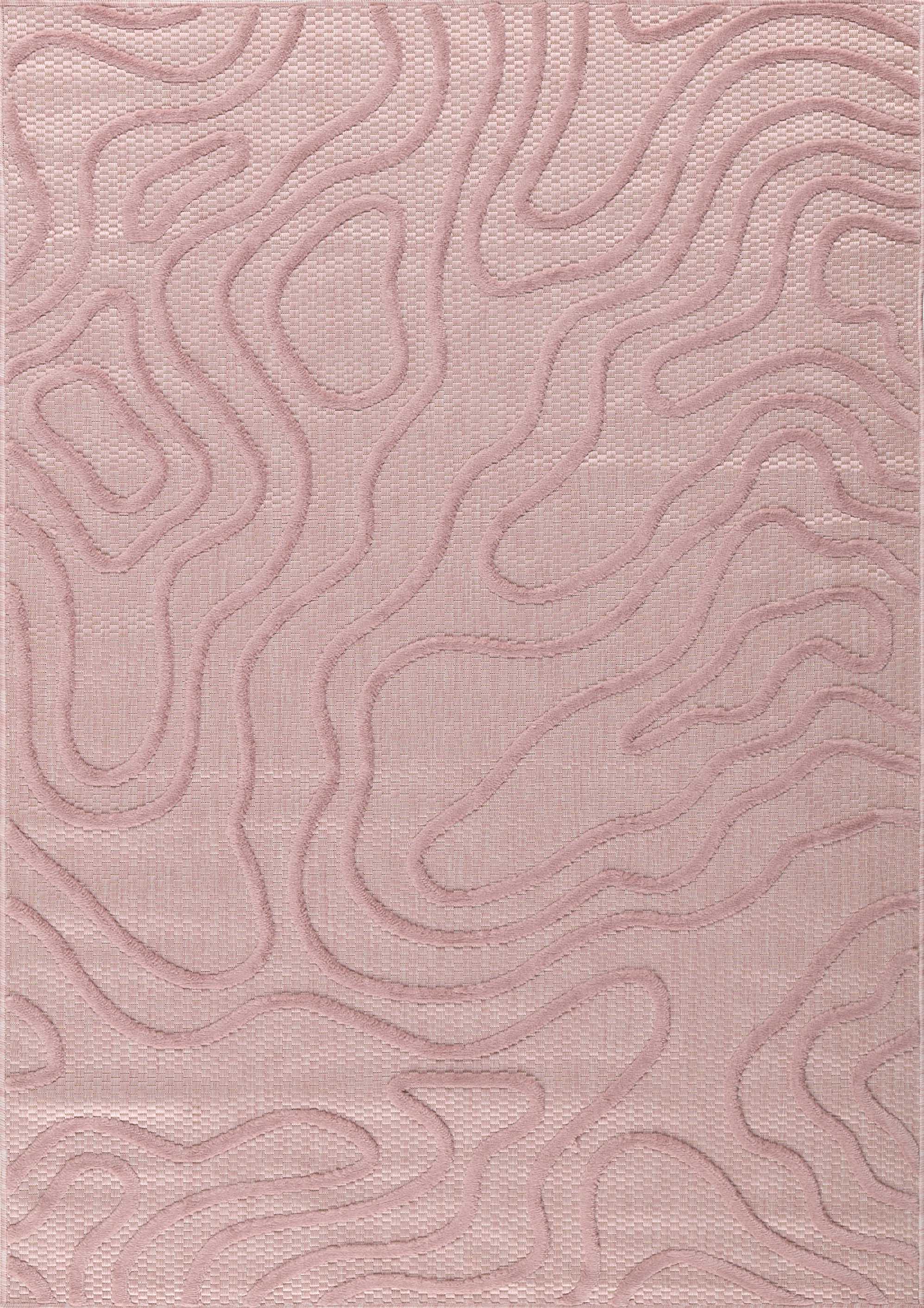 Alfombra interior y exterior con estampado abstracto Santorini Rose: SAN988ROS Alfombras Nazar