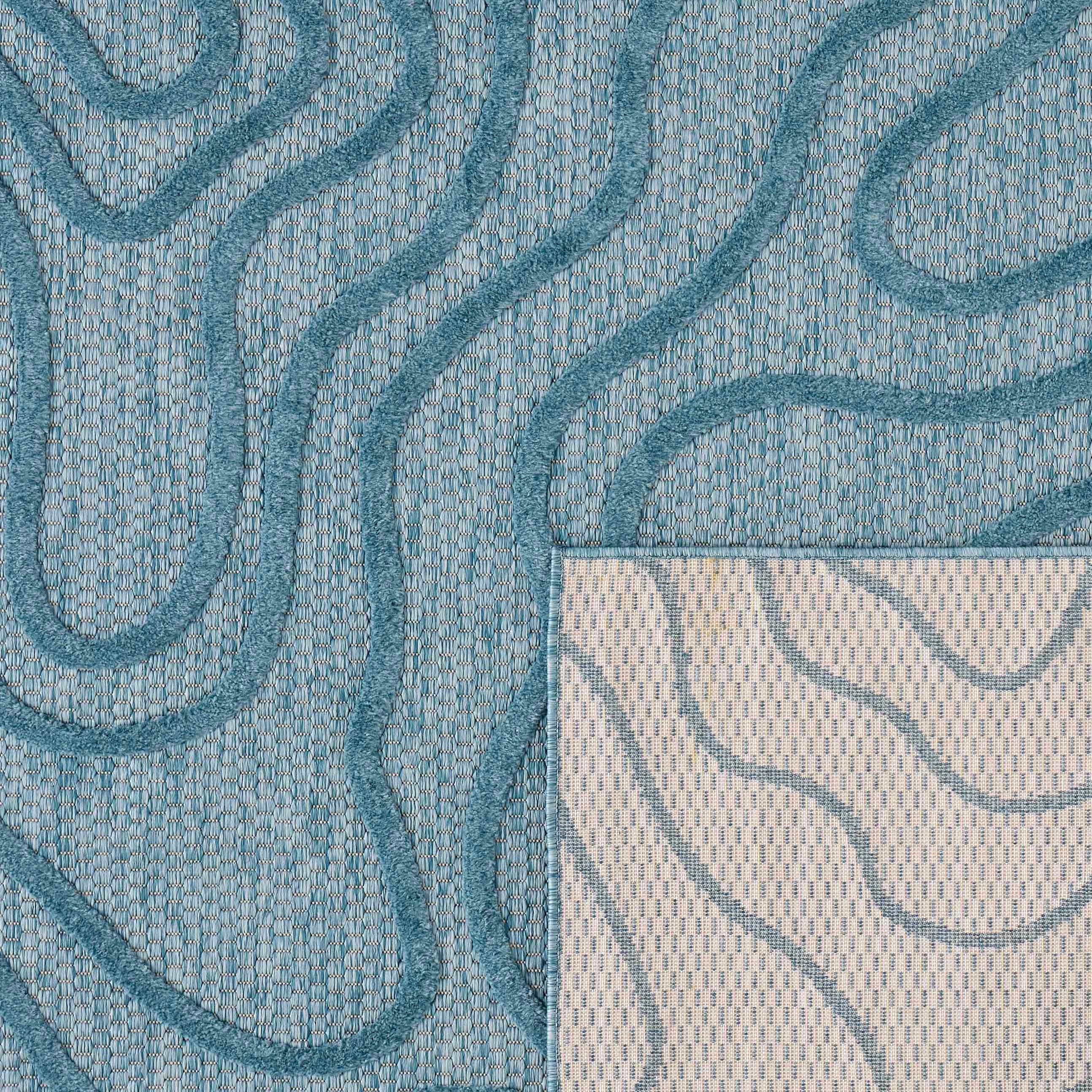 Alfombra Santorini 988 - Estampado gráfico - Turquesa - Interior / Exterior