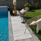 Alfombra Santorini White con motivos gráficos para interior y exterior: SAN989BLA Alfombras Nazar