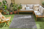 Alfombra con estampado gráfico para interior y exterior Santorini Black: SAN989NOI Alfombras Nazar