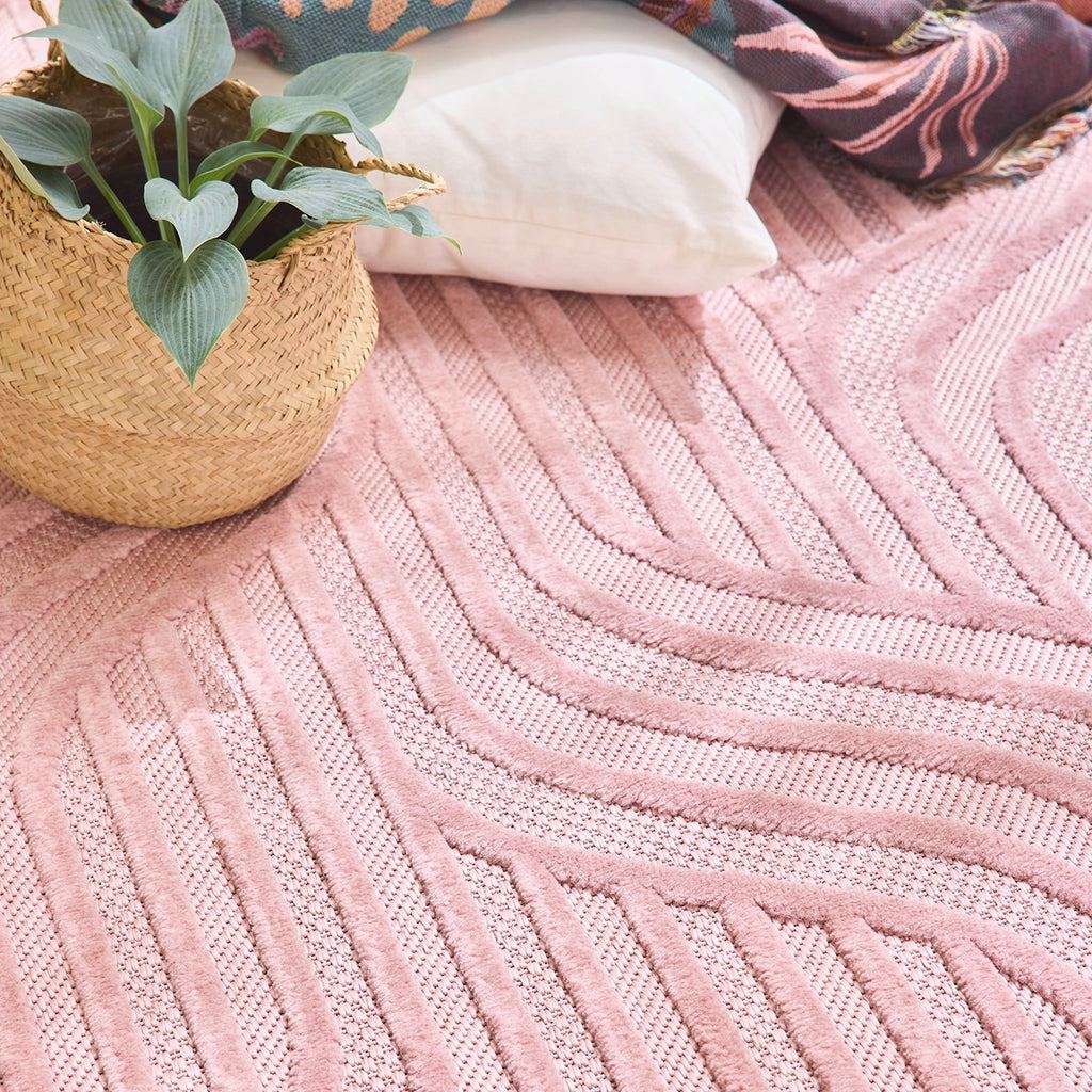 Santorini 989 Rug - Graphic Pattern - Pink - Indoor / Outdoor