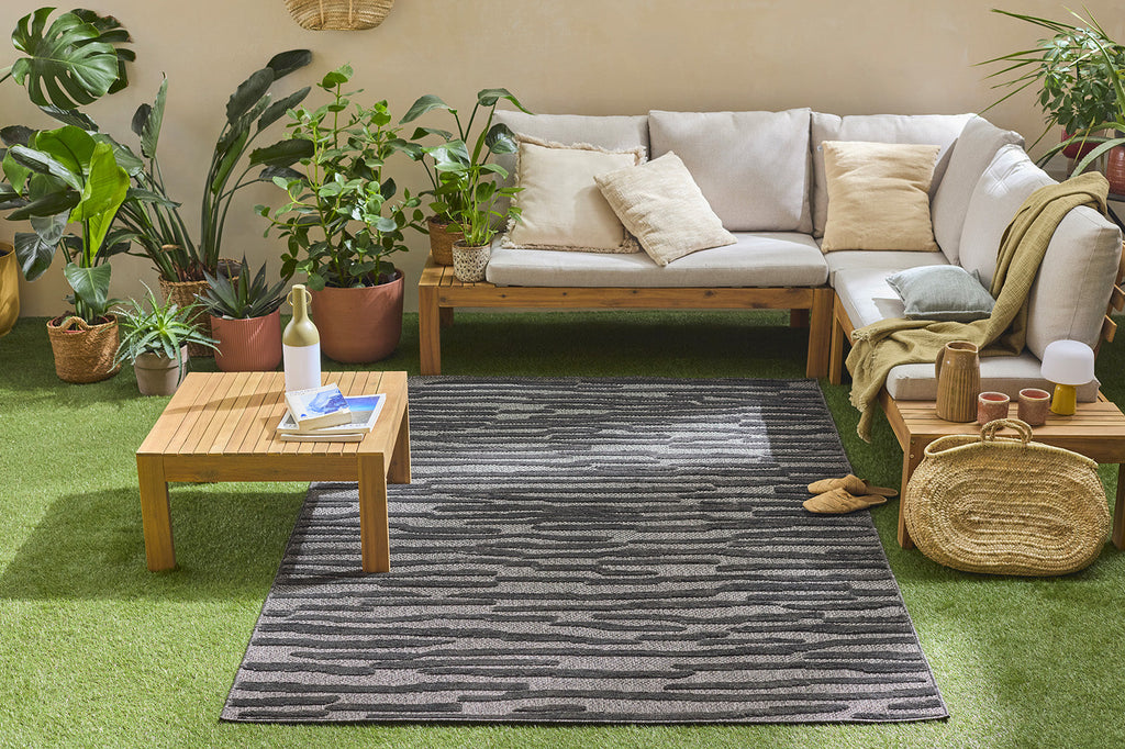 Alfombras estampadas de interior y exterior Negro: SAN990NOI Alfombras Nazar