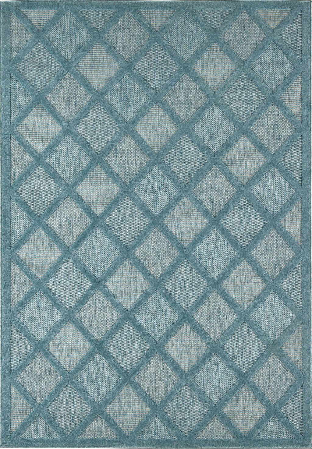 Santorini 991 Rug - Graphic Pattern - Turquoise - Indoor / Outdoor