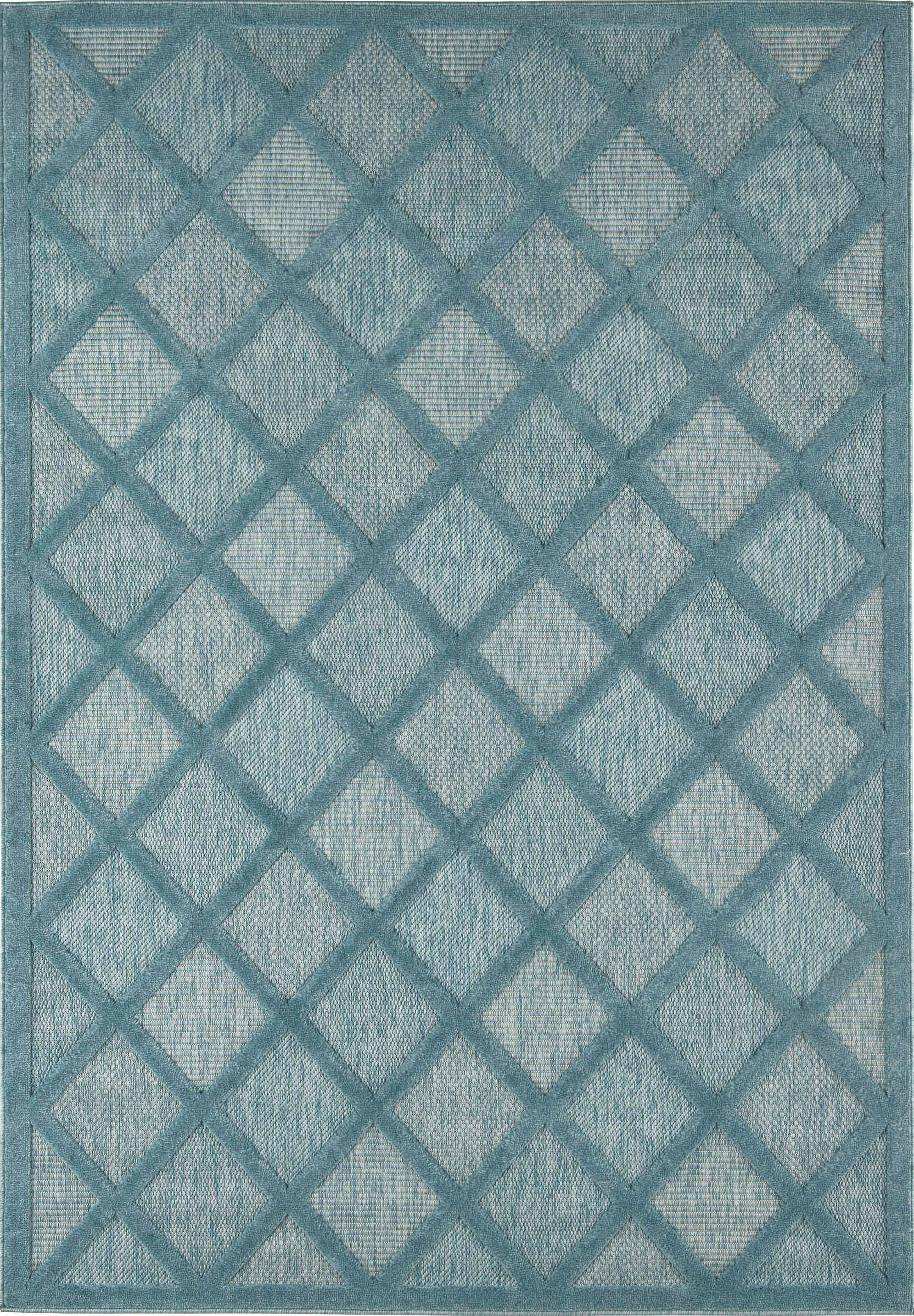 Santorini 991 Rug - Graphic Pattern - Turquoise - Indoor / Outdoor