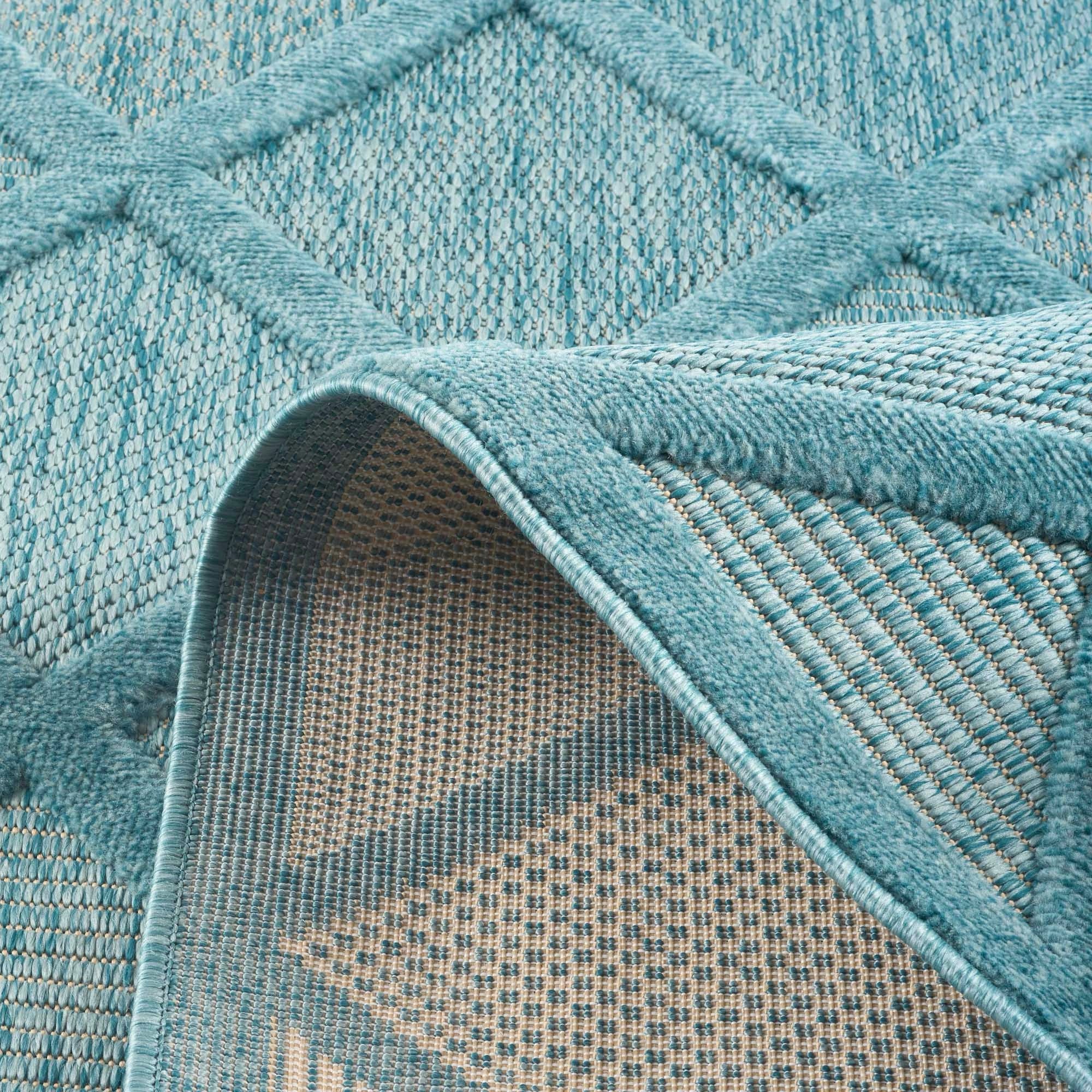 Santorini 991 Rug - Graphic Pattern - Turquoise - Indoor / Outdoor