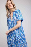 Robe Midi Manches Courtes - Bleu