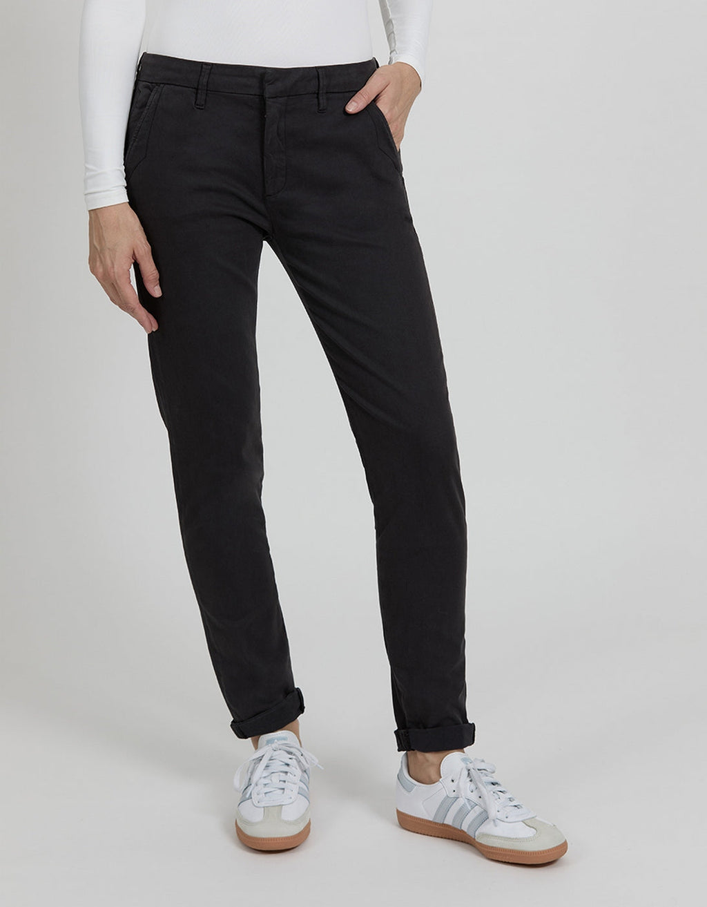 Sandy 2 Basic Chino Trousers - Carbon - Women