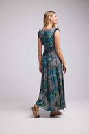 Robe Longue Sans Manche - Bandana Vert Bleu