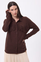 Chemise À Franges Devant Santa - Marron Chocolat - Femme - 100% Cachemire