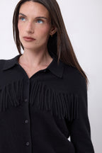Chemise À Franges Devant Santa - Noir - Femme - 100% Cachemire