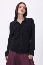 Chemise À Franges Devant Santa - Noir - Femme - 100% Cachemire