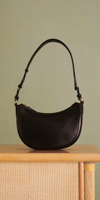 SAULA LEATHER HALF MOON BAG PETITE MENDIGOTE