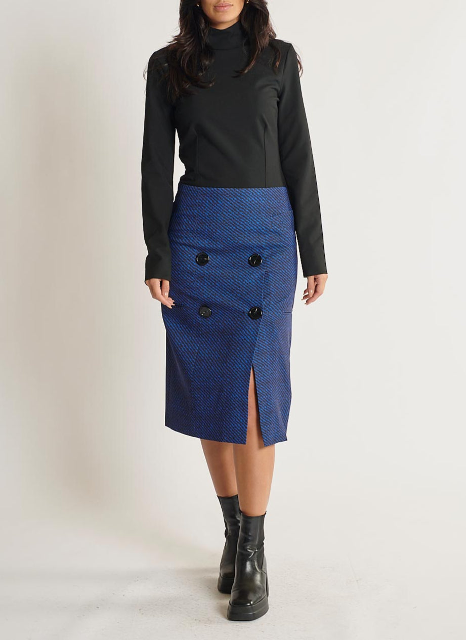 Vestido Largo - Negro / Azul - Mujer