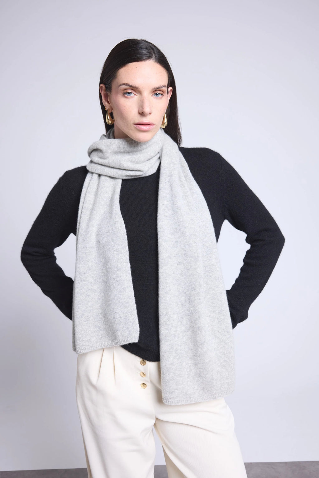 Echarpe Etole Unisexe Scarf - Gris Clair - Mixte - 100% Cachemire
