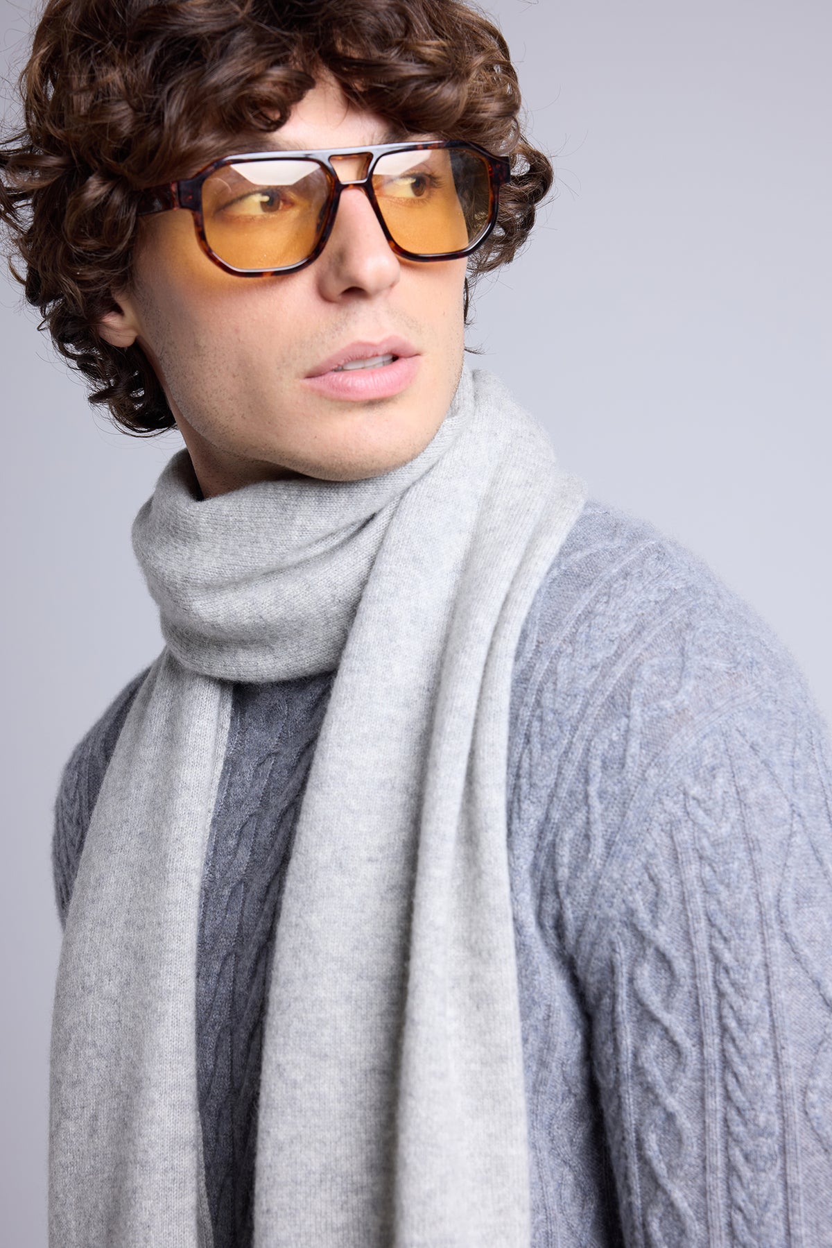 Echarpe Etole Unisexe Scarf - Gris Clair - Mixte - 100% Cachemire