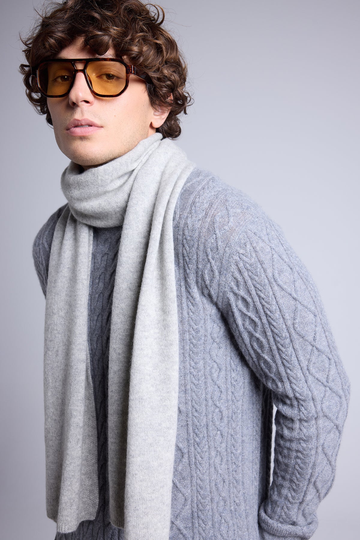 Echarpe Etole Unisexe Scarf - Gris Clair - Mixte - 100% Cachemire