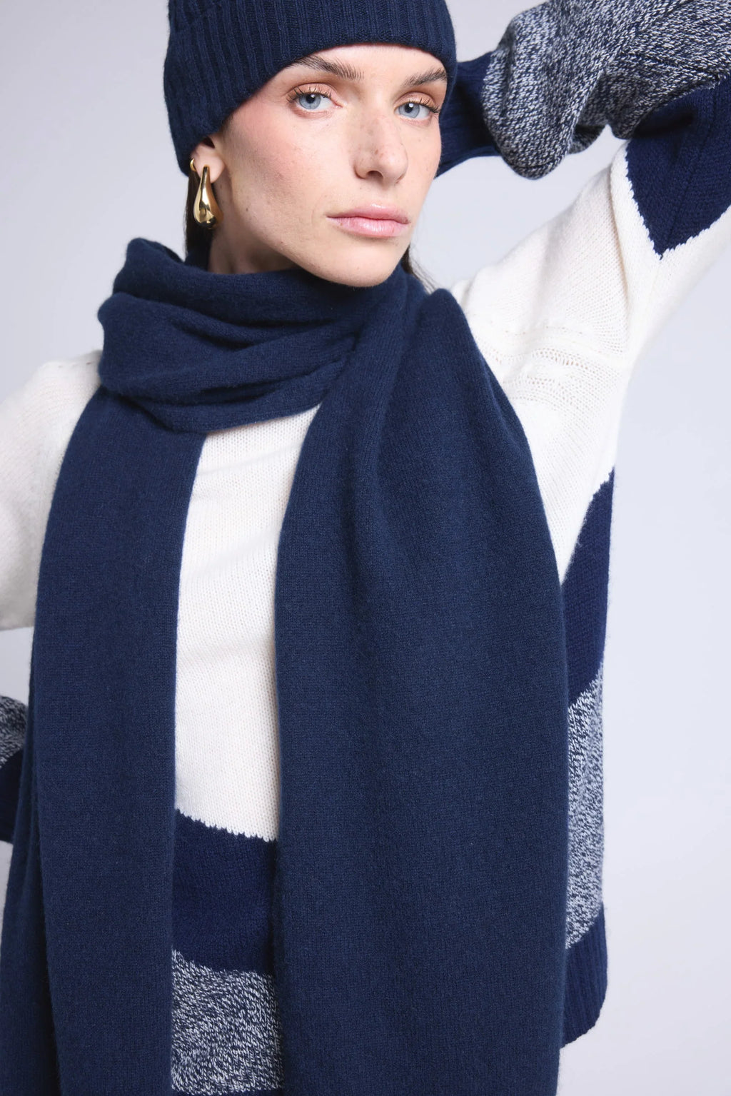Bufanda Estola Unisex Scarf en Cachemira - Azul Marino - Mixto