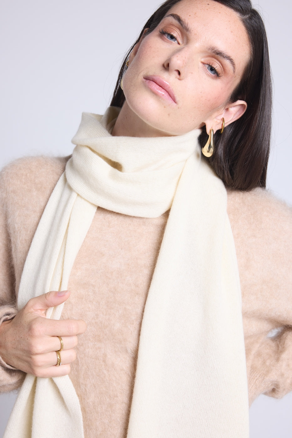 Unisex Cashmere Scarf Stole Scarf - White - Mixed