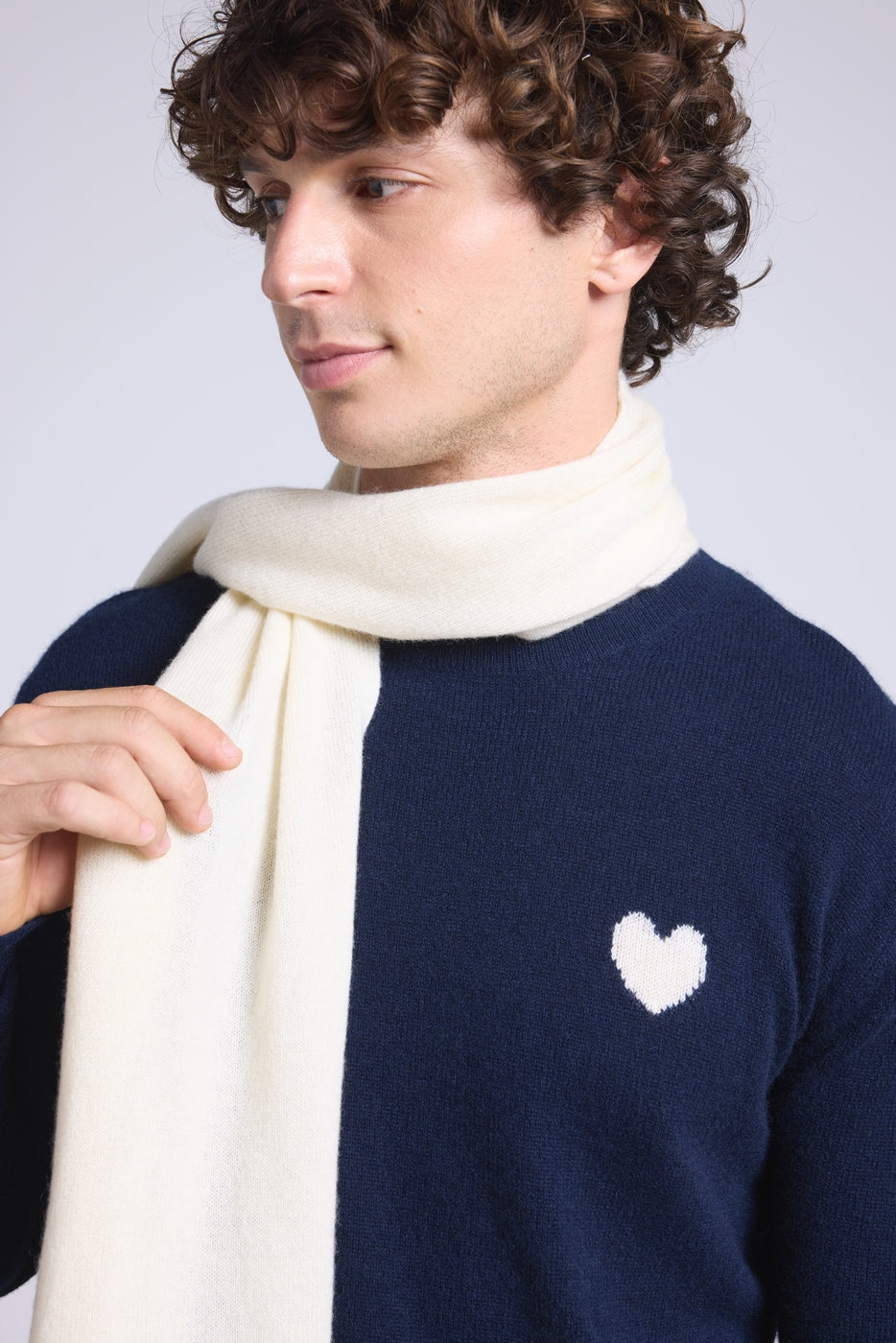 Unisex Cashmere Scarf Stole Scarf - White - Mixed