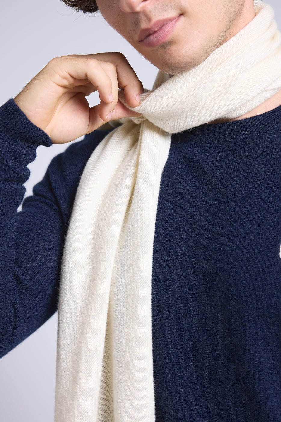 Unisex Cashmere Scarf Stole Scarf - White - Mixed