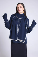 Echarpe Etole Surpiqures Scarf - Bleu Marine Blanc - Mixte