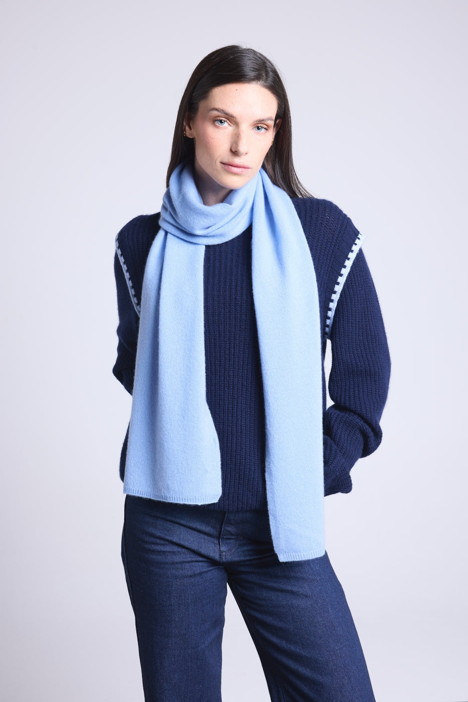 Echarpe Etole Unisexe Scarf - Bleu Ciel - Mixte - 100% Cachemire