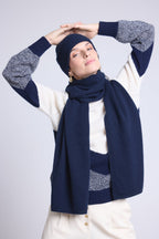Bufanda Estola Unisex Scarf en Cachemira - Azul Marino - Mixto