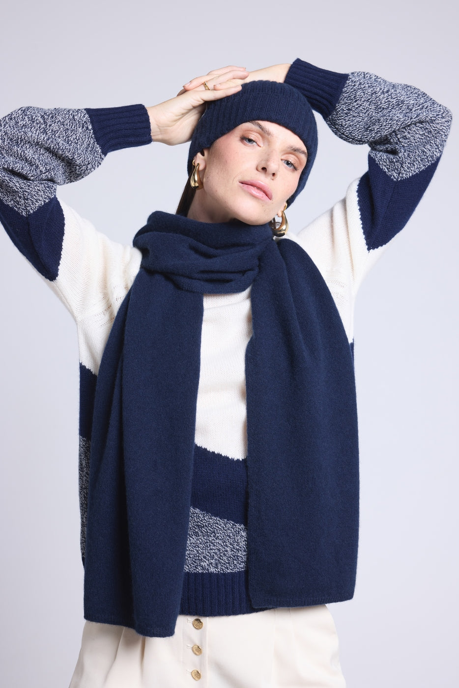Bufanda Estola Unisex Scarf en Cachemira - Azul Marino - Mixto