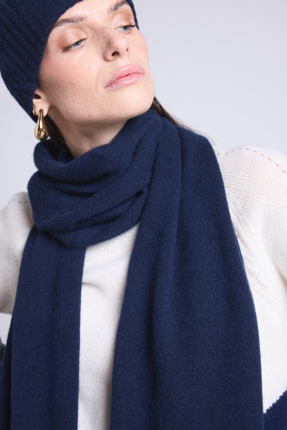 Bufanda Estola Unisex Scarf en Cachemira - Azul Marino - Mixto