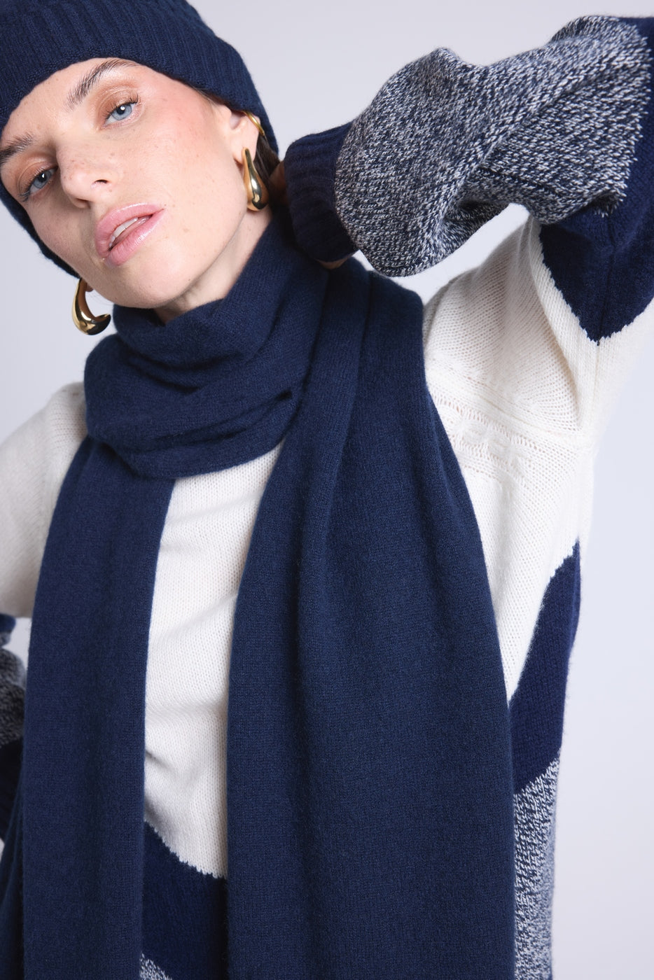 Bufanda Estola Unisex Scarf en Cachemira - Azul Marino - Mixto