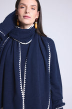 Echarpe Etole Surpiqures Scarf - Bleu Marine Blanc - Mixte