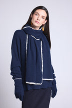 Echarpe Etole Surpiqures Scarf - Bleu Marine Blanc - Mixte