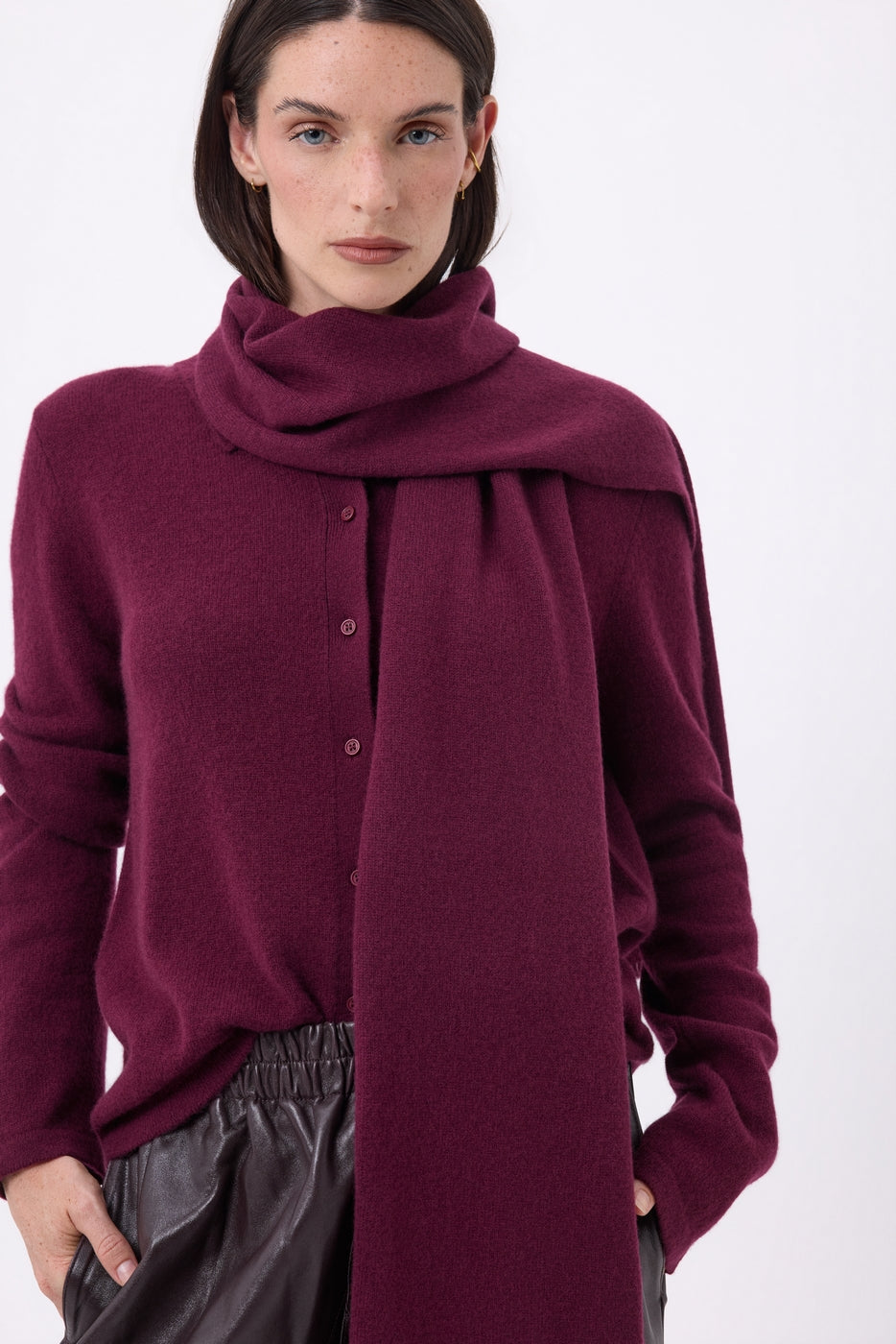 Sciarpa stola - Vinaccia - Unisex - 100% Cashmere