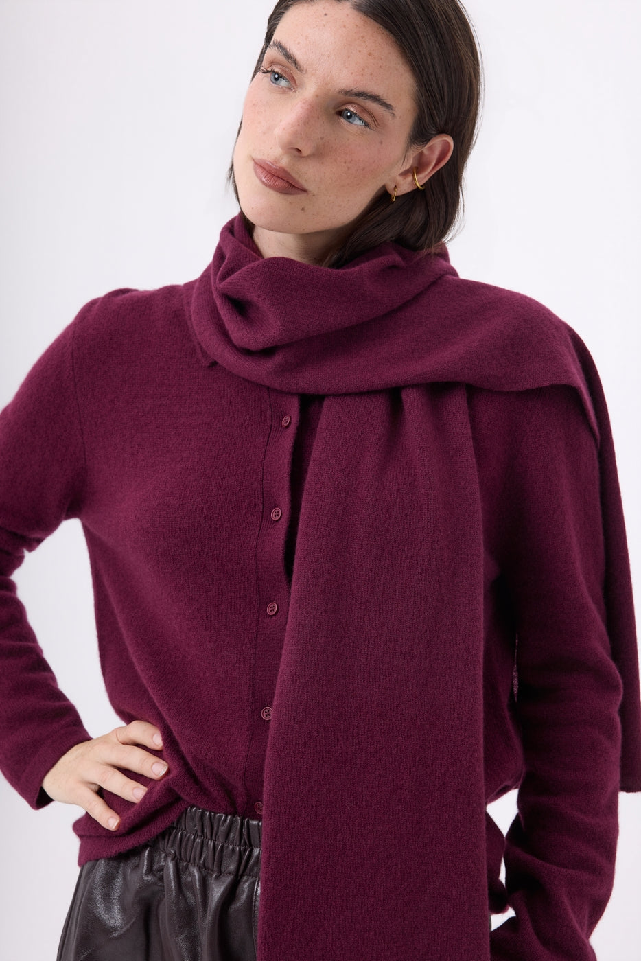 Sciarpa stola - Vinaccia - Unisex - 100% Cashmere