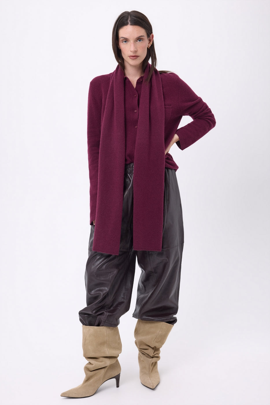 Sciarpa stola - Vinaccia - Unisex - 100% Cashmere