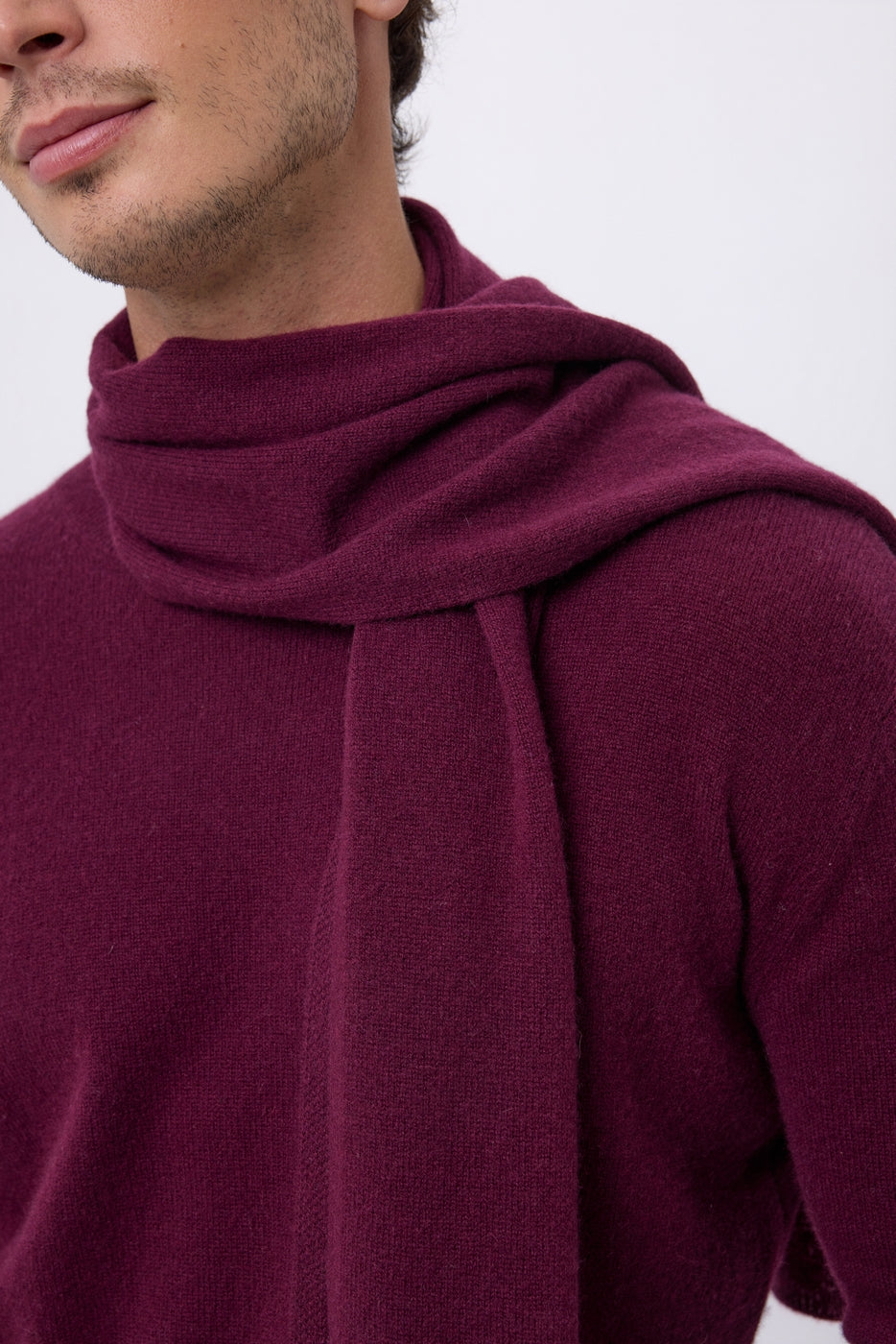 Sciarpa stola - Vinaccia - Unisex - 100% Cashmere