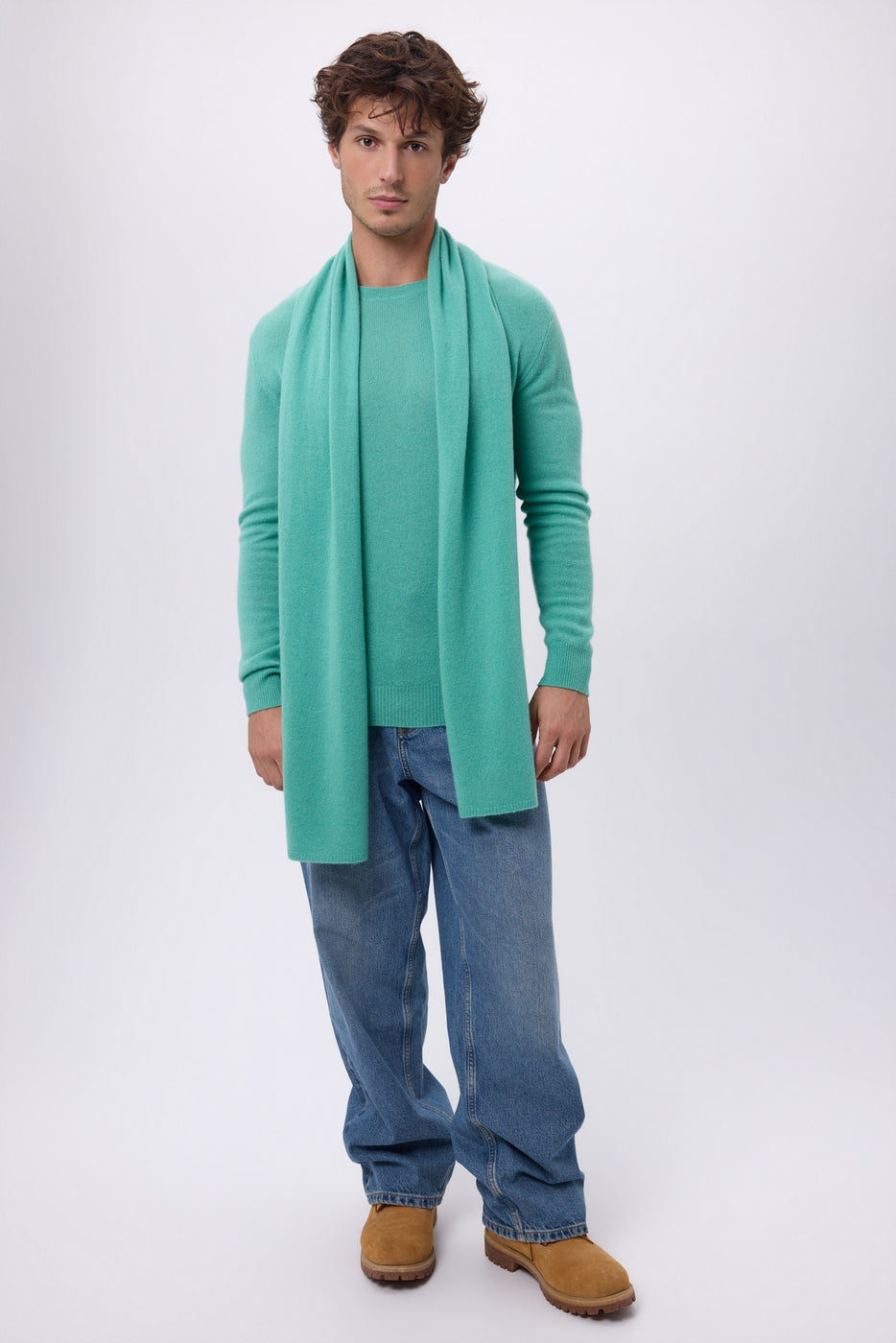Sciarpa stola - Verde pastello - Unisex - 100% cashmere