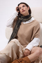 Sciarpa Stampata Jungle TJ - Khaki Melange - Unisex - 100% Cashmere